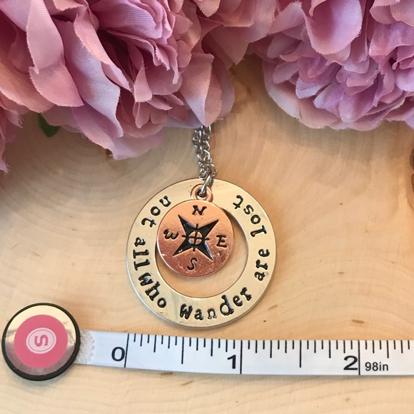 “Not All Who Wander Are Lost" Compass Necklace - Picture 4 of 4